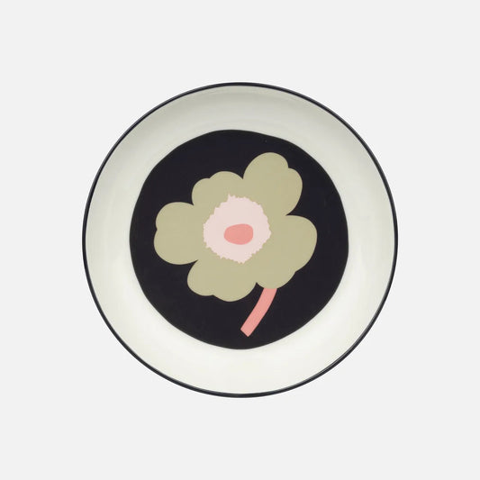 Marimekko UNIKKO DEEP PLATE 20,5CM off white,charcoal,sand,pink