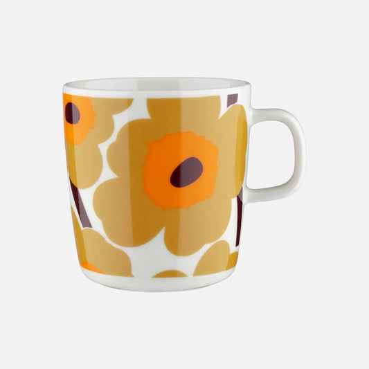 Marimekko Oiva / Unikko mug 4 dl white/caramel/warm orange