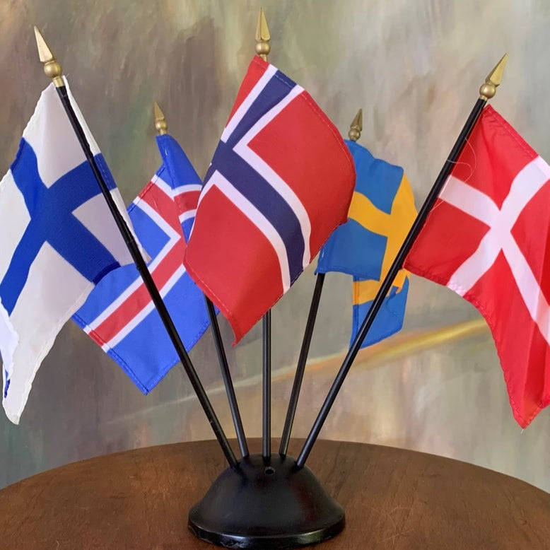 Parade Flags (4×6 ) Nordic countries flags, Denmark, Finland, Iceland, Norway and Sweden.
