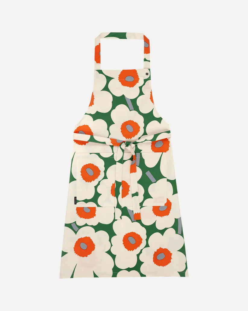 Marimekko Pieni Unikko Apron Green/Orange