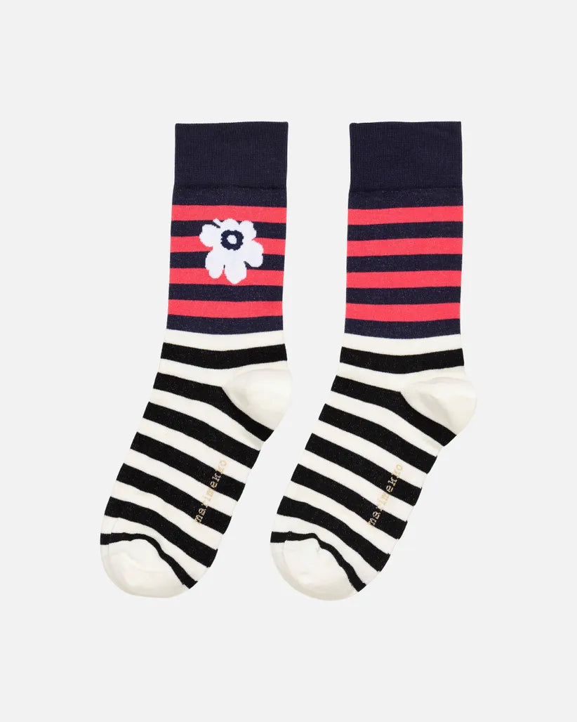 Marimekko Kasvaa Tasaraita Unikko Socks