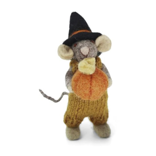 En Gry & Sif Felt Mouse with Pumpkin & Ochre pants Designed by Danish sisters Gry and Sif, each piece is intricately made by hand from 100% New Zealand wool under World Fair Trade Organisation practices in Nepal. So it can truly be said that En Gry & Sif is a beautiful and thoughtful coming together of Denmark, Nepal and New Zealand – something to be very proud of.