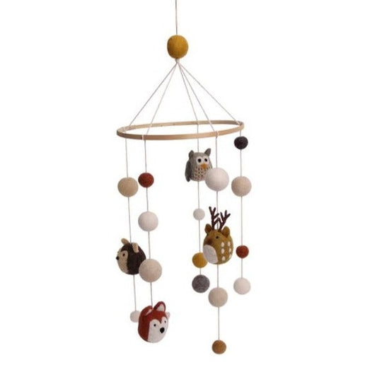 En Gry & Sif Forests Animals Mobile This unique felted wool product is designed in Denmark by Én Gry & Sif and 100% handmade in Nepal by very skilled Nepalese women. Decorate your home with these branches for any occasion and season! Én Gry & Sif is a Fair Trade Certified company.  Forest Animals Mobile
