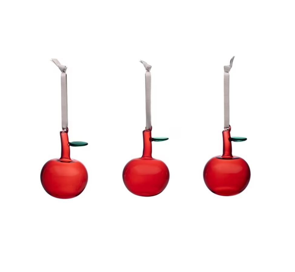 Iittala Glass Apple Ornament Set of 3