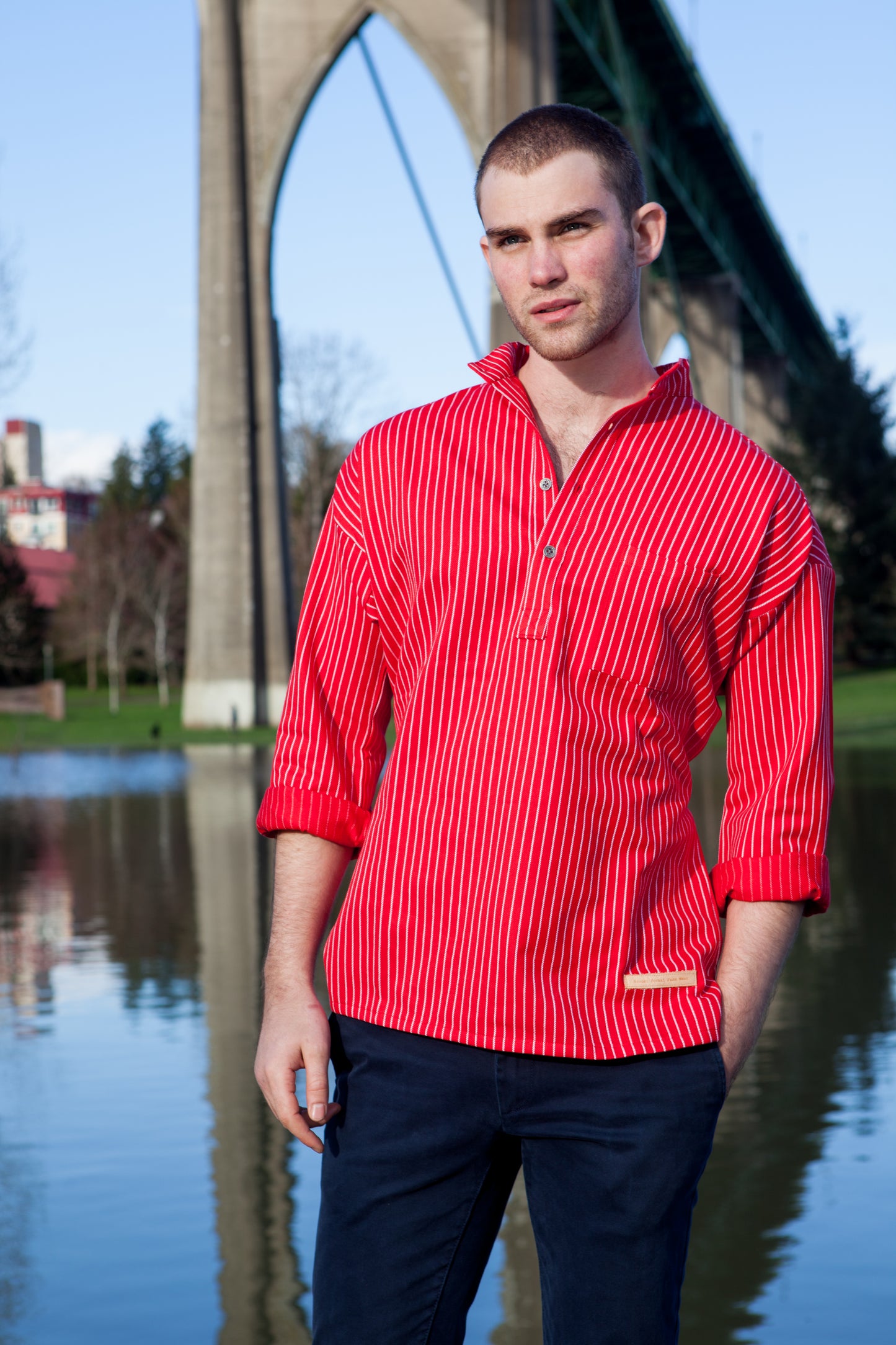 Hovden Busserull Pullover Red Striped Solberg Shirt