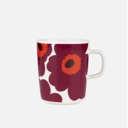MarimekkoUnikkoMug4LWhite_BurgundyRed