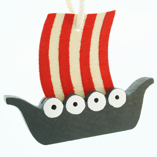 Wood Viking Ship Ornament