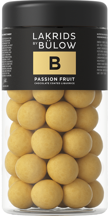 B – Passionfruit White Chocolate Coated Gourmet Licorice