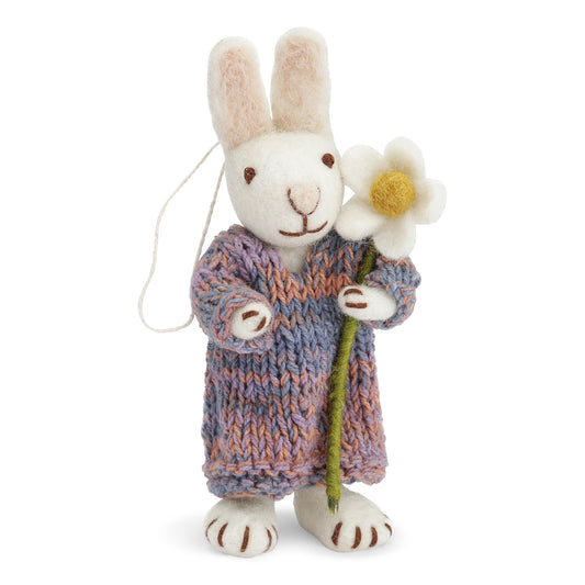 En Gry & Sif White Bunny w/Multicolor Dress Ornament