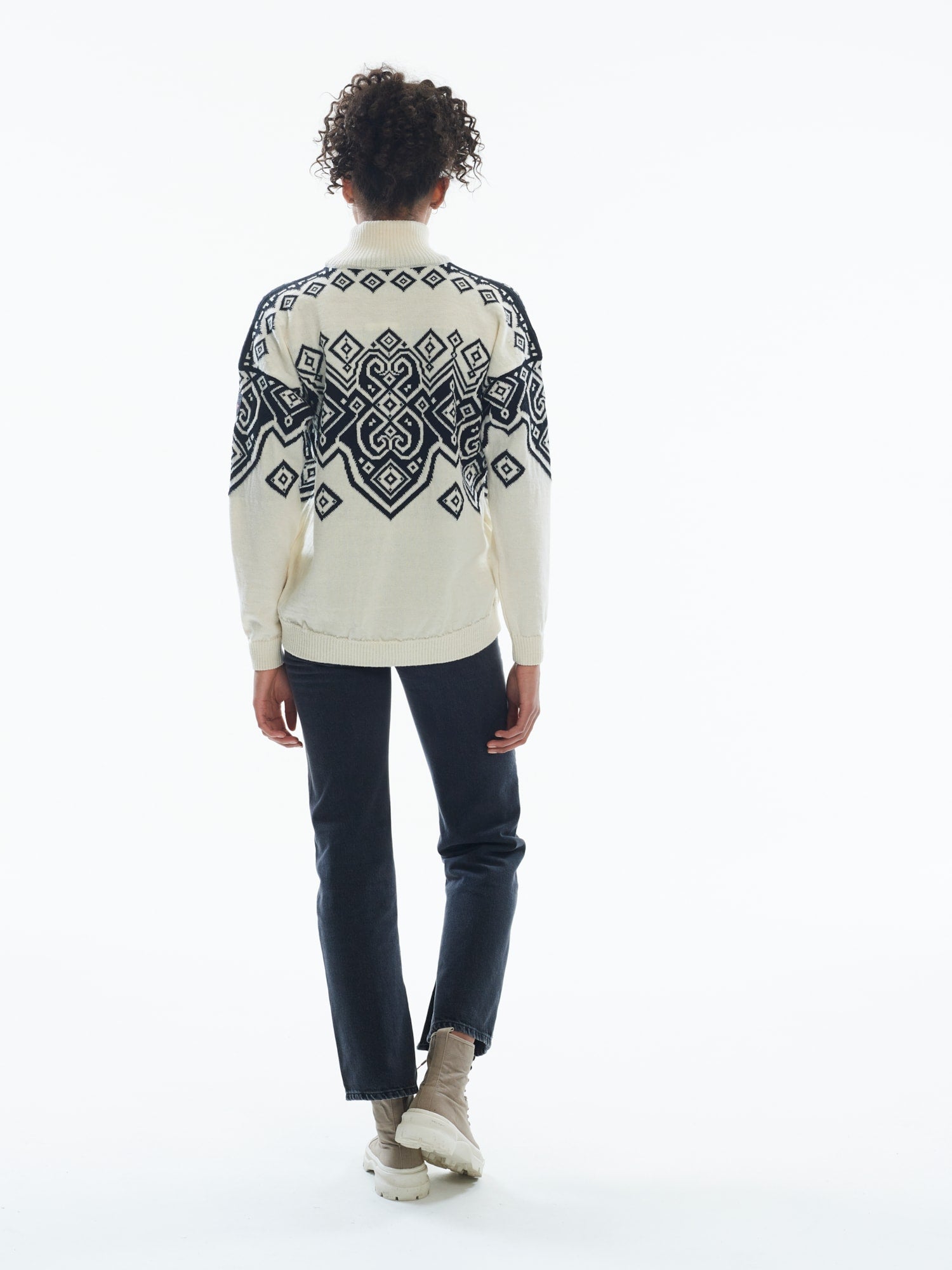Dale of Norway Falun Heron Fem Sweater-Off White/Black