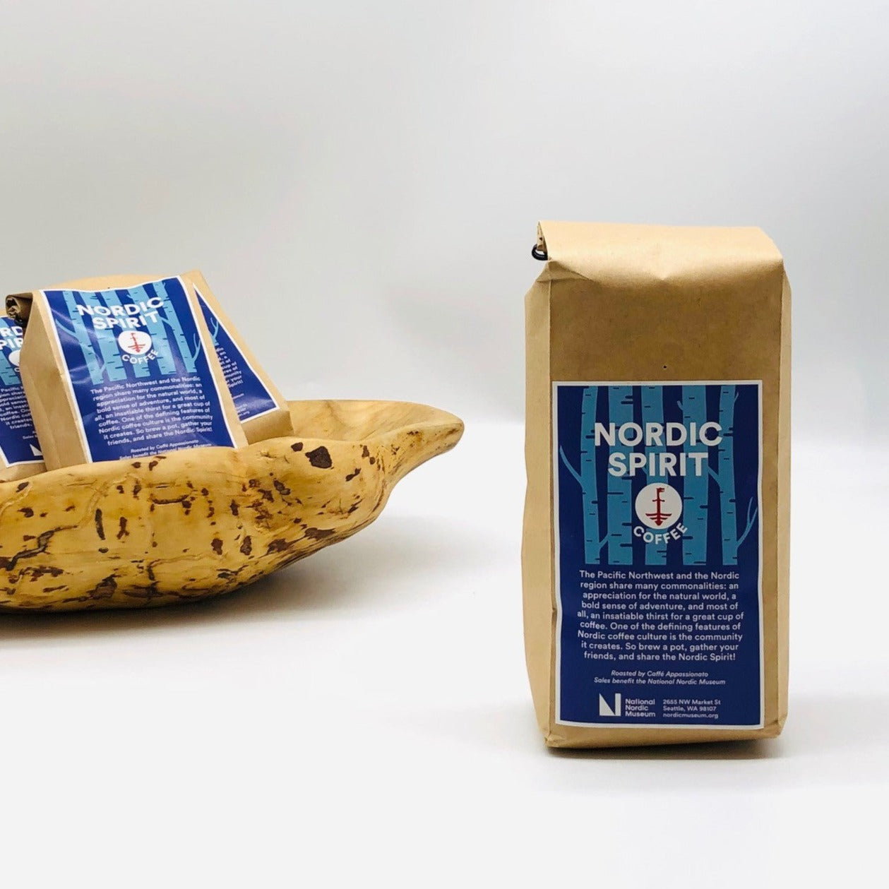 Brew a pot of Nordic Spirit! This dark roast was created especially for the National Nordic Museum by Seattle's Caffe Appassionato coffee roastery. Dark Coffee