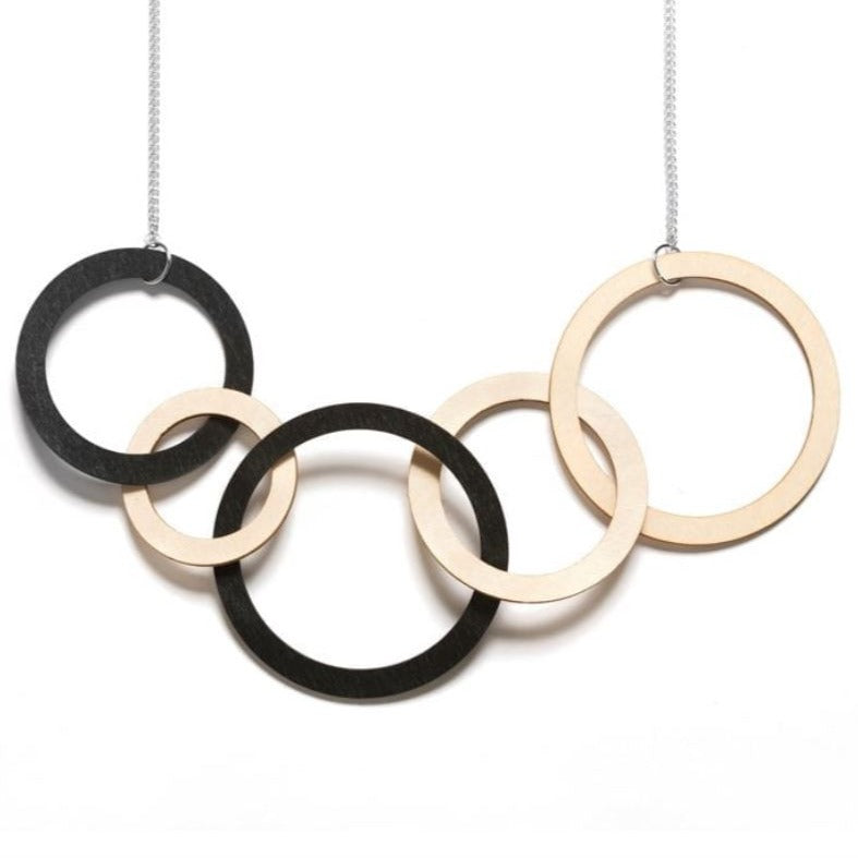 The Korona collection represents Valona’s ecological zero waste design principle, which aims to minimise production material loss already at the design stage. Korona jewellery is made from both rings and the round pieces inside them. These result in the models of hoop earrings and round stud earrings.