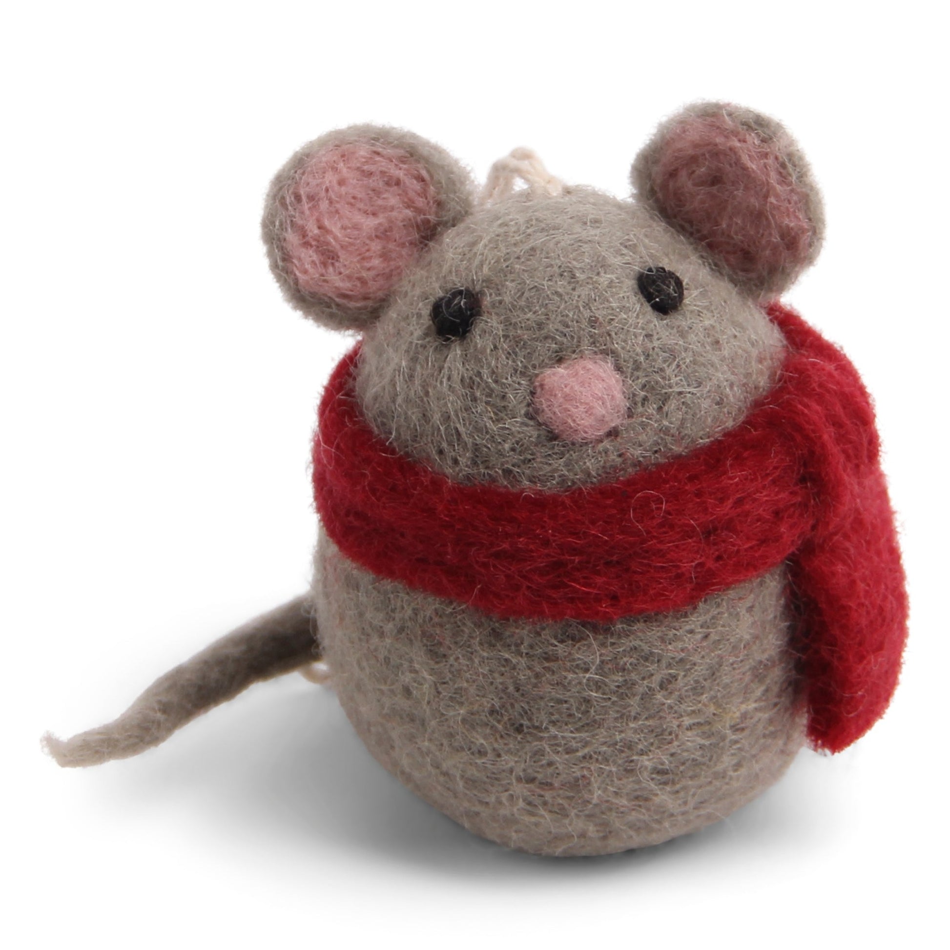 En Gry & Sif Felt Mouse with Red Scarf
